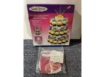 Cupcake Three Tier Display & Heart Shaped Baking Lot