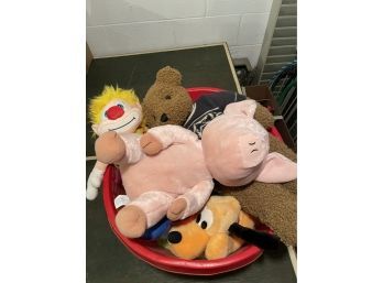 Stuffed Animals Plush Animal In Red Basket