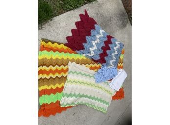 Afghan Lot Of Five Throw Blankets Baby