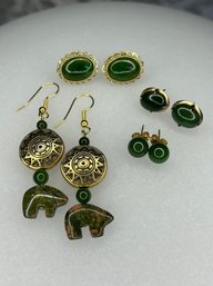 4 Pairs Of Jade Earrings