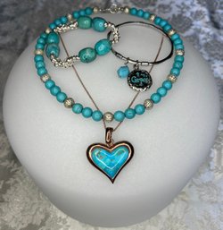 2 Turquoise Necklaces & 2 Turquoise Bracelets