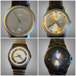 Collection Of Four Watches, Skagen, Fossil, Swatch, Diamond