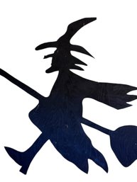4.5 Ft Tall! Casts A Huge Shadow On Wall! Or Hang!  Carved Wood Shadow Cut Out Of Witch Riding A Broom