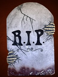RIP Tombstone With Skeleton Hands