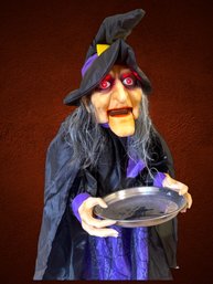 Laughing & Talking Witch With Candy Tray