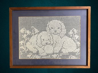Puppy Doily , Matted And Framed