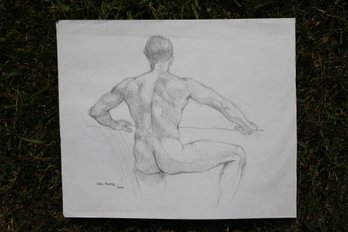 Signed Karl Foster '00 Sketch Of A Man From Behind