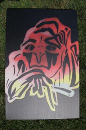 Red To Yellow Ombre Graffitied Person Holding A Cigarette On Canvas