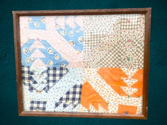 Framed Section Of Fabric From Antique Quilt
