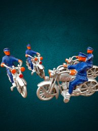 Antique Cast Police Motorcycle Riders