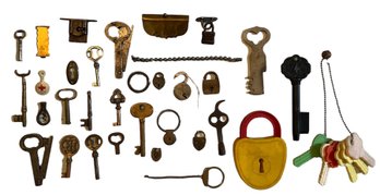 Fancy Antique Keys And Toy Lock And Key Set