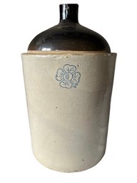 5 Gallon Antique Stoneware Jug. Brown Top Shamrock 5