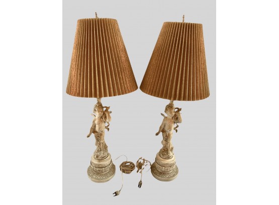 Pair Of Cherub Lamps