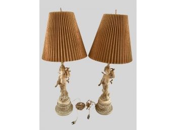 Pair Of Cherub Lamps