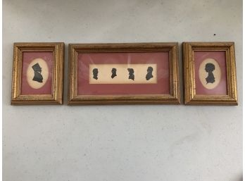 3 Framed Pieces Of Silhouette Art