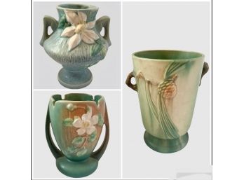 3 Roseville Vases