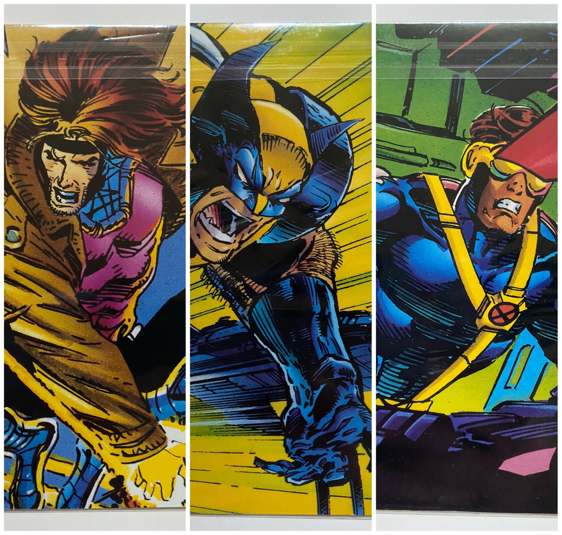 Blue Team, Cyclops, Gambit, Wolverine. 1993 Hanes Underwear X-Men Insert.  Oversized Cards 3 X 5 #2655