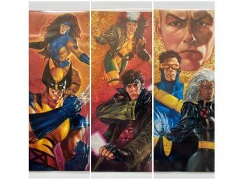 Triptych.  Wolverine & Marvel Girl, Storm & Cyclops & Professor X, Gambit & Rouge
