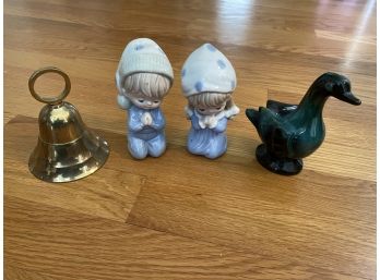 Ceramic Figurines And Brass Bell
