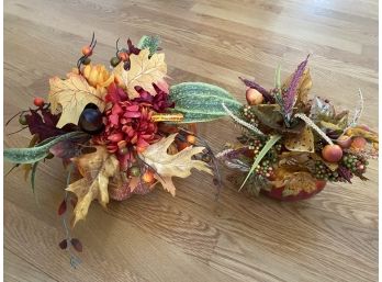 Coordinating Pair Of Fall Arrangements For Table Top Decore