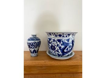 Blue And Vase And Dragon Planter