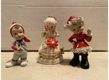 Three Piece Vintage Holiday Figurine Lot