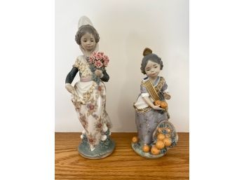 Lot Of Two Signed LLADRO Women Figurines