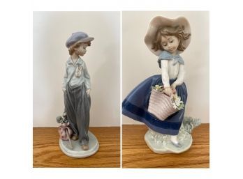 LLADRO Boy And Girl Figurines, Signed