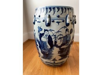 Blue And White Asian Stool, Plant Stand