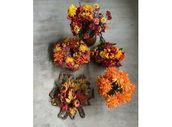 Fall Flower And Wreath Decor Lot