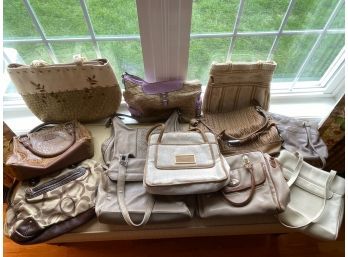 Neutral And Natural Tone Purse And Bag Lot