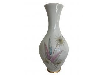 Bavaria Creidlite Vase With Yellow, Pink & Blue Flowers
