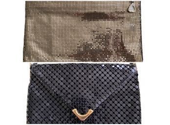 Two Piece Vintage Bag Lot, Gold Tone Metal Bead Clutch By Whiting & Davis,