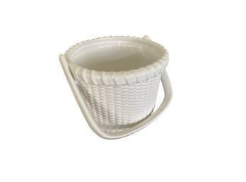 White Ceramic Basket Planter