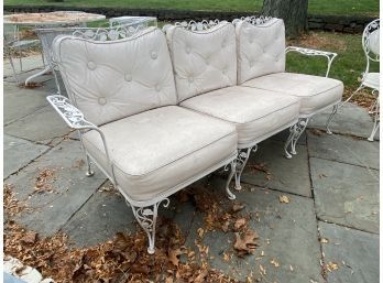 Worth Of Woodard Three Sectional Iron Couch With Cushions