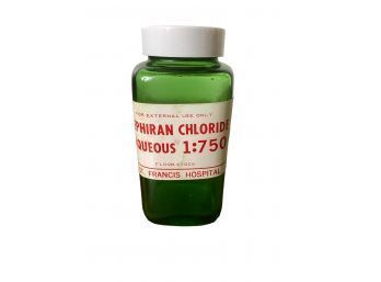 Vintage Medical, Zephiran Chloride Aqueous 1:750 Bottle Floor Stock St. Francis Hospital