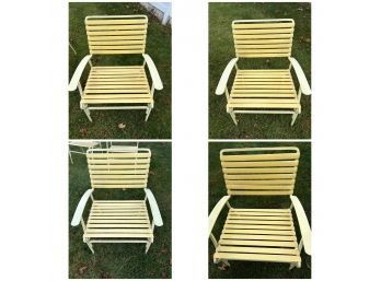 Set Of Four Vintage Bright Yellow Patio Chairs.