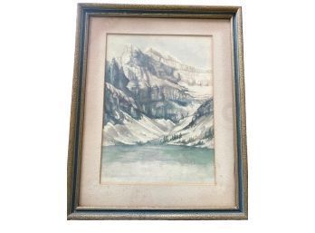 Mountains & Lake Watercolor Signed By A. H. Starolie