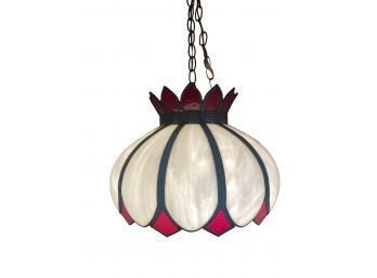 White & Red Stained Glass Style Lamp