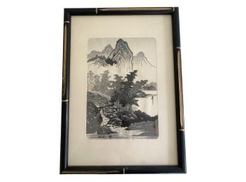 Signed Jap. Print In Bamboo Style Frame