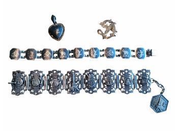 Silver & Silver Tone Bracelets, Pendant & Pin