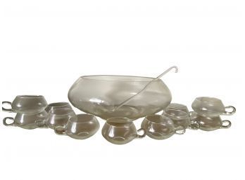 Mid Century Modern Punch Bowl With 12 Glasses