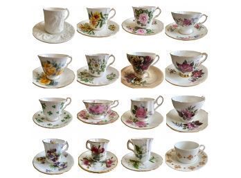 18 Tea Cups With Saucers, Bottoms Photograpghed