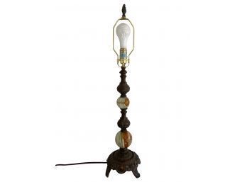 Antique Footed Table Lamp With Stones