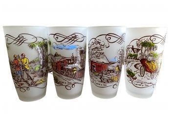 8 Currier & Ives Frosted 6' Tumblers