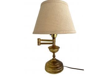 Gold Toned Tarnished Lamp With Extendable Arm