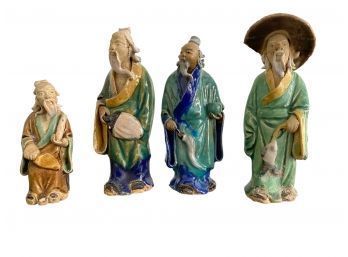 Lot Of Clay Asian Man Figurines