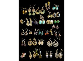 30 Pair Of Costume Jewelry Earrings