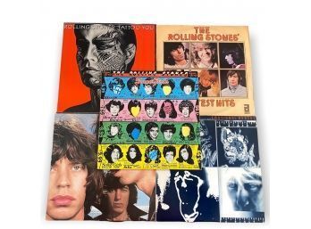 Rolling Stones: 5 Vinyl Record Album Lot With Double Sided Poster: Emotional Rescue, Some Girls, Black & Blue