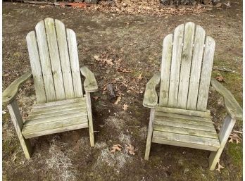Pair Of Wood Adirondack Chairs